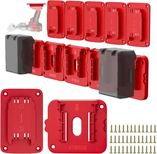 Vista 11 de Soporte de batería compatible con batería Milwaukee de 18 V, almacenamiento de baterías de montaje en pared para furgoneta de trabajo, estante, caja