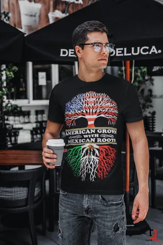 Vista 4 de American Grown Mexican Roots - Camiseta divertida