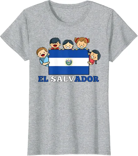 Vista 31 de Camiseta salvadoreña del Mes de la Herencia Hispana con la bandera de El Salvador para niños, Negro