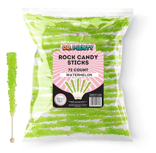 Vista 14 de Blue Rock Candy Sticks '72 Pack' – Roca de cristal de azúcar Razz azul envuelta individualmente a granel – Perfecto para recuerdos de fiesta, bodas