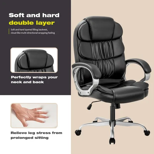 Vista 6 de VICTONE Silla de oficina grande y alta, silla de escritorio ergonómica, respaldo alto, silla ejecutiva para computadora, silla giratoria ajustable