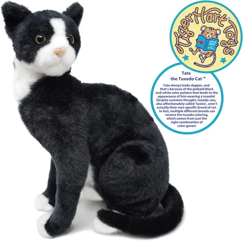 Vista 4 de TigerHart Tate The Tuxedo Cat - Gatito de peluche de 14 pulgadas en blanco y negro