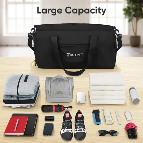 Vista 2 de BALEINE bolso de gimnasio para mujeres y hombres, pequeño bolso de lona impermeable y ligero para deportes, gimnasios y escapadas de fin de semana