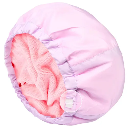 Vista 22 de Gorro de ducha para mujer, gorro de baño negro, reversible, grande, impermeable, ajustable, forro de rizo y banda elástica, dobladillo elástico