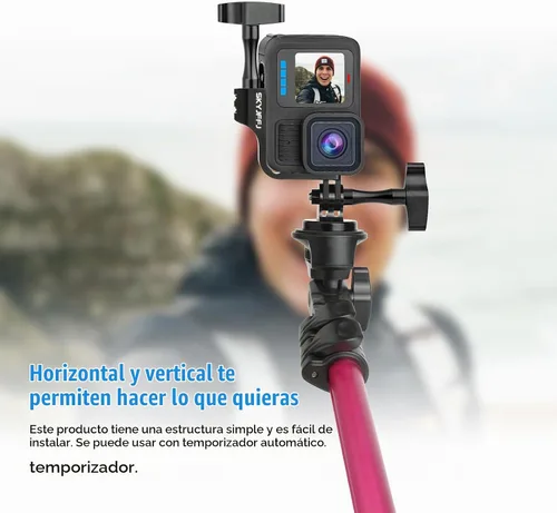 Vista 3 de Adaptador de soporte vertical de aluminio de 90 grados para GoPro Hero 13/12/11/10/9 Negro (ala voladora)