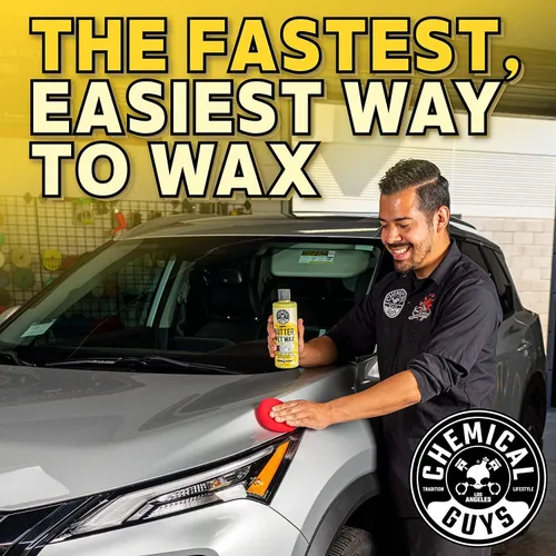 Vista 4 de Chemical Guys WAC_201_16 - Cera en crema líquida Butter Wet Wax para automóvil, 16 onzas, aroma de plátano MIC_506_03 de grado profesional, toallas