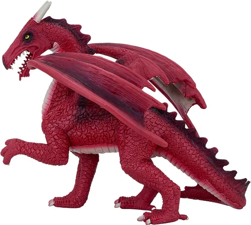 Vista 3 de MOJO Figura pintada a mano con réplica de juguete realista de dragón rojo