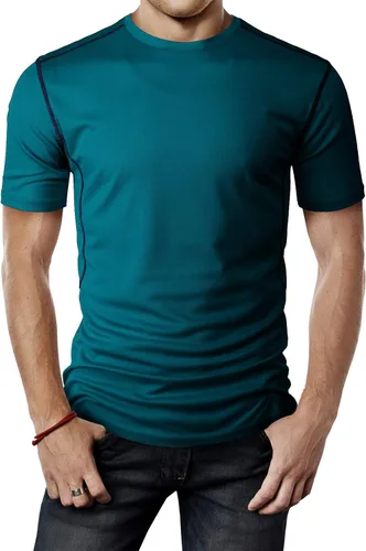 Vista 12 de H2H Camisetas de manga corta de compresión Cool Dry para hombre Cmtts263-negro