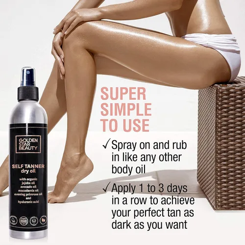 Vista 8 de Suero bronceador facial y aceite seco autobronceador con ácido hialurónico y aceites orgánicos, autobronceadores más vendidos para un brillo dorado