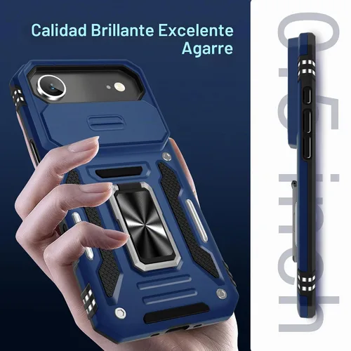 Vista 7 de DEERLAMN Funda para iPhone Air de 6.5 pulgadas con cubierta deslizante para cámara + protector de pantalla (2 paquetes), soporte de anillo giratorio
