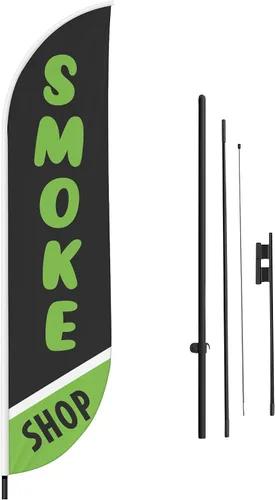 Vista 36 de DreamController - Bandera de plumas de alteraciones (11.5 pies x 2.5 pies) por DreamController para negocios al aire libre con poste adicional