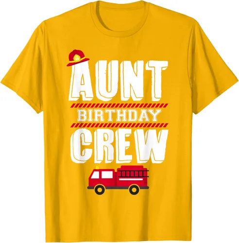 Vista 58 de Aunt Birthday Crew Fire Truck Fireman - Camiseta para fiesta de acogida, Negro, S