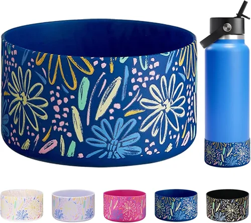 Vista 15 de WK IEASON Base protectora de silicona para botellas Hydro Flask de 12 a 24 onzas de ancho y boca estándar, funda antideslizante para accesorios de 2