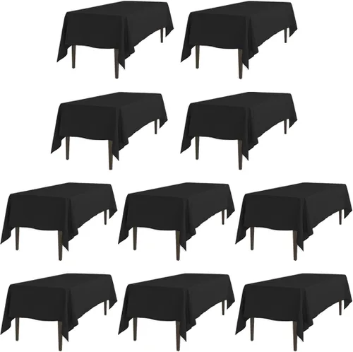 Vista 17 de Linenlanding Mantel rectangular de 60 x 102 pulgadas para mesa circular para bodas, mesas de bufé, fiestas, cenas de vacaciones (1, azul bebé)