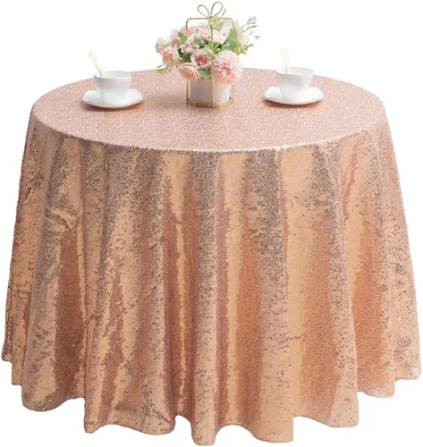 Vista 21 de Mantel de lentejuelas color azul bebé de 50" Cubierta de mesa con purpurina redonda color azul claro de lentejuelas metálicas Sobremanteles de mesa