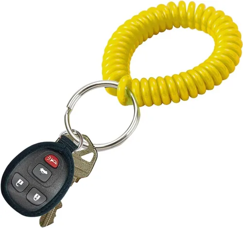 Vista 63 de Lucky Line - Resorte de muñeca en espiral de 2 pulgadas de diámetro con llavero de acero, multicolor, pulsera flexible para muñeca, se estira hasta