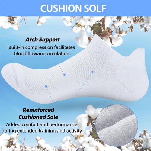 Vista 2 de ATBITER Womens Ankle Socks 6 Pairs Cushioned Running Athletic No Show Socks With Tab