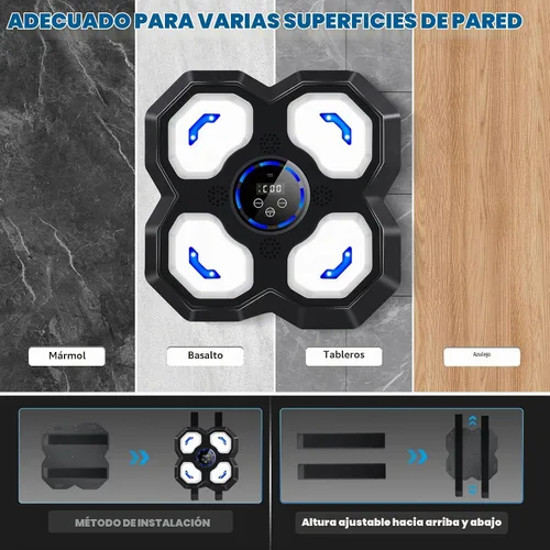 Vista 5 de Music Boxing Machine for Kid and Teen Adults, Trainer Equipment with Gloves Negro