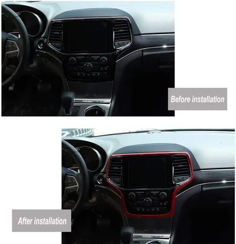 Vista 6 de Hoolcar Accesorios interiores Cubierta de marco de navegación con control central ABS para Jeep Grand Cherokee 2014-2020, color rojo