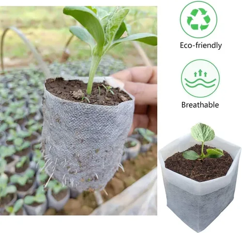 Vista 2 de Belit 100 bolsas de cultivo de enfermería, bolsa de cultivo de jardín para alta tasa de supervivencia de plántulas, plantación de plantas, semillas
