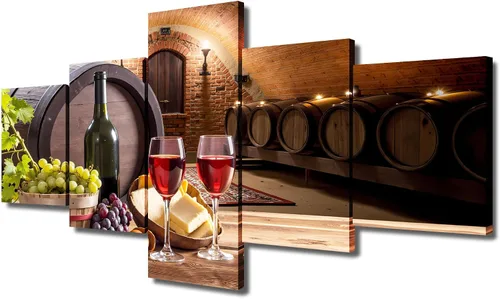 Vista 37 de TUMOVO - 5 cuadros de vino tinto con impresión de alta definición sobre lienzo.