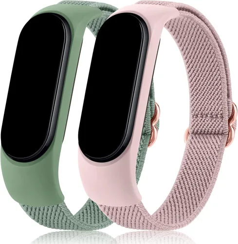 Vista 11 de Wanme Bandas para Amazfit Band 5 correas de repuesto para mujeres y hombres, paquete de 2 correas deportivas elásticas suaves compatibles