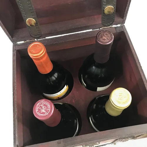 Vista 4 de Allgala Caja de madera para botella de vino con acabado antiguo, 4 botellas, HD90201
