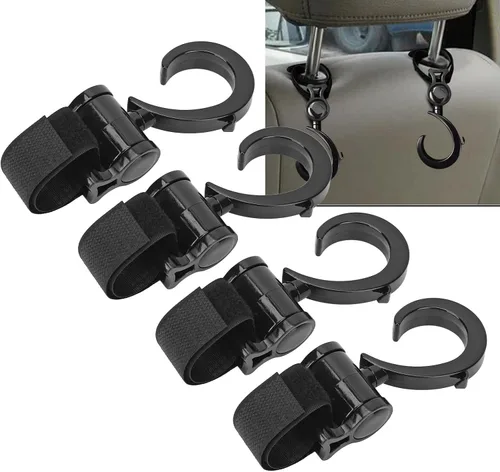 Vista 8 de 4 ganchos para cochecito de bebé, ganchos multifuncionales para colgar bolsas de compras, mochila, clips de gancho universales giratorios de 360°