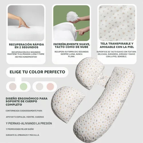 Vista 2 de Almohada de embarazo para mujer, almohada de maternidad de cuerpo completo para soporte de espalda y cadera, funda suave extraíble para comodidad