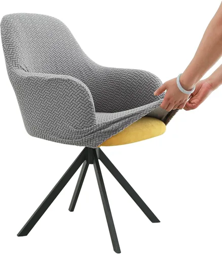 Vista 15 de Iauddy Funda de Silla Giratoria de Acento para Comedor para Oficina, Funda Elástica para Silla de Escritorio de Oficina de Respaldo Medio Protector