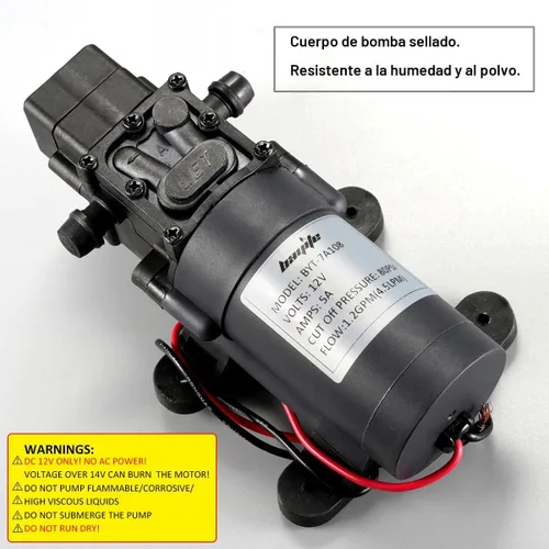 Vista 2 de 12V DC Water Transfer Pump 4.5 L/Min 1.2 GPM 80 PSI