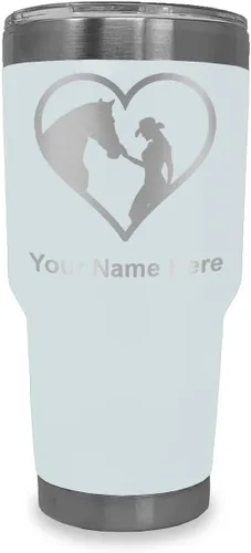 Vista 8 de LaserGram Vaso aislado al vacío de 20 onzas, corazón de vaquera de caballo, grabado personalizado incluido (negro)