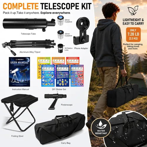 Vista 6 de Telescopio para adultos y niños de alta potencia de 3.543 in de Negro
