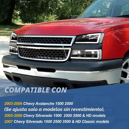 Vista 5 de Auto Dynasty 4 piezas de lámparas LED DRL para faros delanteros compatibles con Chevy Silverado Avalanche 1500 2500 3500 03 04 05 06 / Chevy Negro