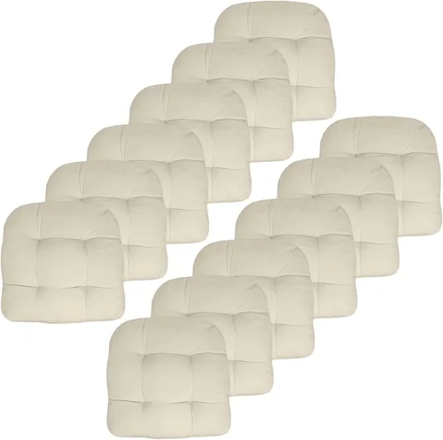 Vista 40 de Sweet Home Collection - Cojines para silla de patio y exterior, almohadillas prémium con relleno grueso y cómodo de fibra, mechones, 19 x 19 Negro