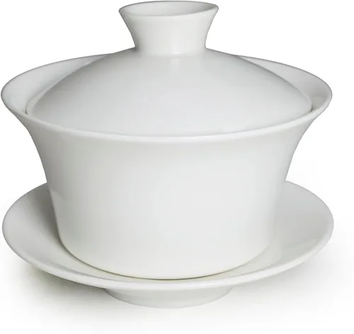 Vista 14 de Liang baobao Juego de Té Tradicional Gaiwan con Tapa y Platillo Taza de Té Gongfu de Porcelana Diseño Azul de Loto Tazas de 200ml