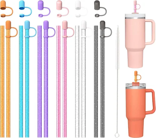 Vista 8 de Allwith 6 PCS Popotes de Repuesto para Stanley Simple Modern Owala 40 oz 30 oz 20 oz 14 oz Vaso, Popotes Reutilizables de Colores para Beber