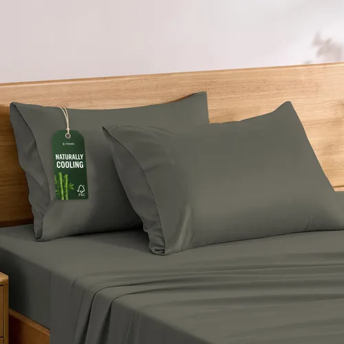 Vista 11 de TOSMO Oeko-TEX - Juego de 2 fundas de almohada de lujo, viscosa refrescante derivada de bambú, fundas de almohada suaves y sedosas transpirables