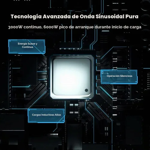 Vista 3 de Renogy Inversor de onda sinusoidal pura de 3000 W, convertidor de 12 V CC a 120 V CA y 2 paneles solares de 100 vatios monocristalinos de 12