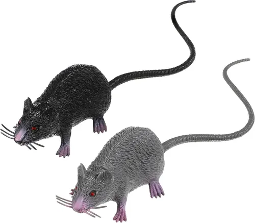 Vista 3 de 4 ratas falsas de Halloween, ratas realistas de plástico, ratones sintéticos, ratones, ratas, broma, regalo de decoración para trucos (rata)