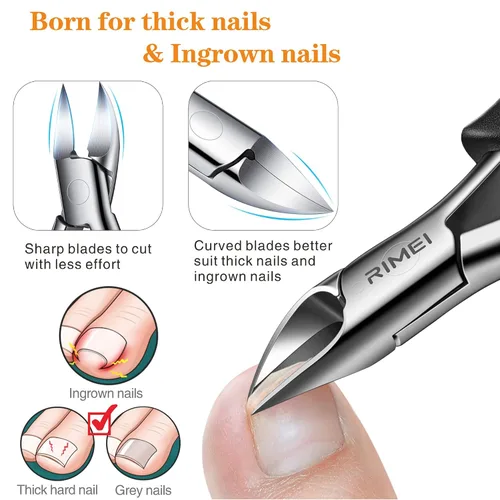 Vista 2 de RIMEI Cortaúñas para uñas de los pies, cortaúñas profesionales para uñas gruesas y encarnadas para hombres y personas mayores, recomendado por