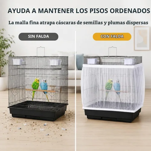Vista 6 de RAINFLOW Paquete de 2 atrapasadores de semillas de jaula de pájaros, falda