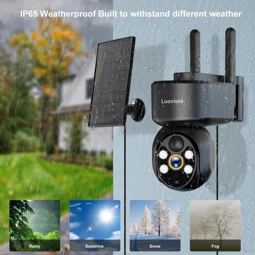 Vista 9 de Luovisee Cámara de seguridad solar 2K inalámbrica para exteriores, cámaras WiFi para seguridad del hogar alimentadas por batería, compatible