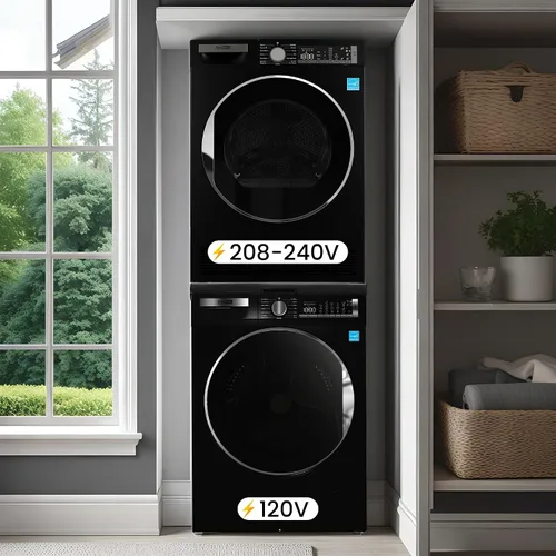 Vista 8 de Conserv 2.2 cf 120 V Lavadora y 4 Cf 220V Secadora Condensación Fabricada en Europa (Negro Mate)
