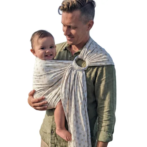 Vista 9 de Portabebés orgánico - Envoltura bohemia de cáñamo y eucalipto para recién nacidos a niños pequeños, no tóxico, certificado ASTM, ergonómico, caja