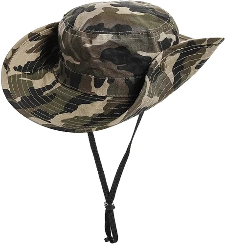 Vista 3 de Sombrero de camuflaje para niños, sombrero para el sol, sombrero, sombrero, boonie, safari, 2-14 años Sombrero de camuflaje para niños de 2 a 14