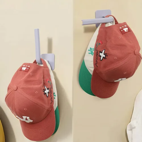 Vista 2 de Perchero para gorras de béisbol, ganchos adhesivos para sombreros para pared, organizador de gorras de béisbol, sin perforaciones, soporte fuerte