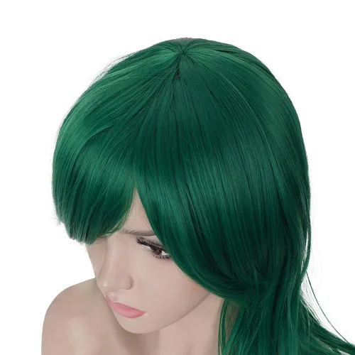 Vista 38 de Morvally - Peluca de cabello sintético lacio y ondulado con flequillo, 23 pulgadas de largo, resistente al calor, para Cosplay, disfraz de Halloween