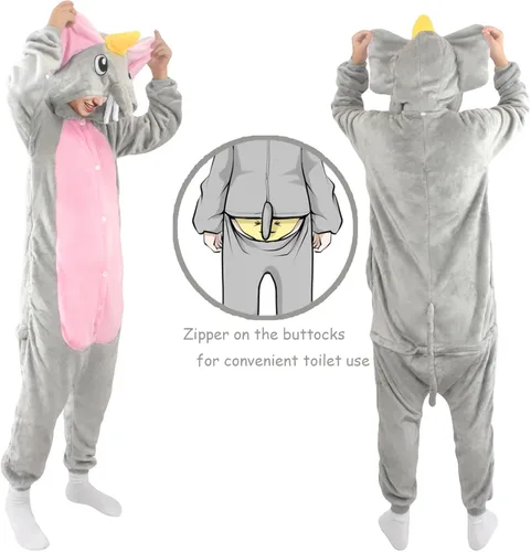 Vista 5 de U-ParBoo Pijama de franela de una pieza para disfraz de Halloween, diseño de animal