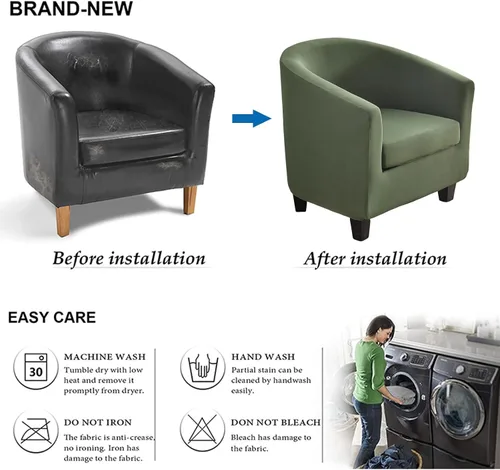 Vista 5 de NILUOH - Funda elástica para silla de club de 2 piezas, funda suave y elástica para silla de bañera, fundas para sillas de barril, fundas